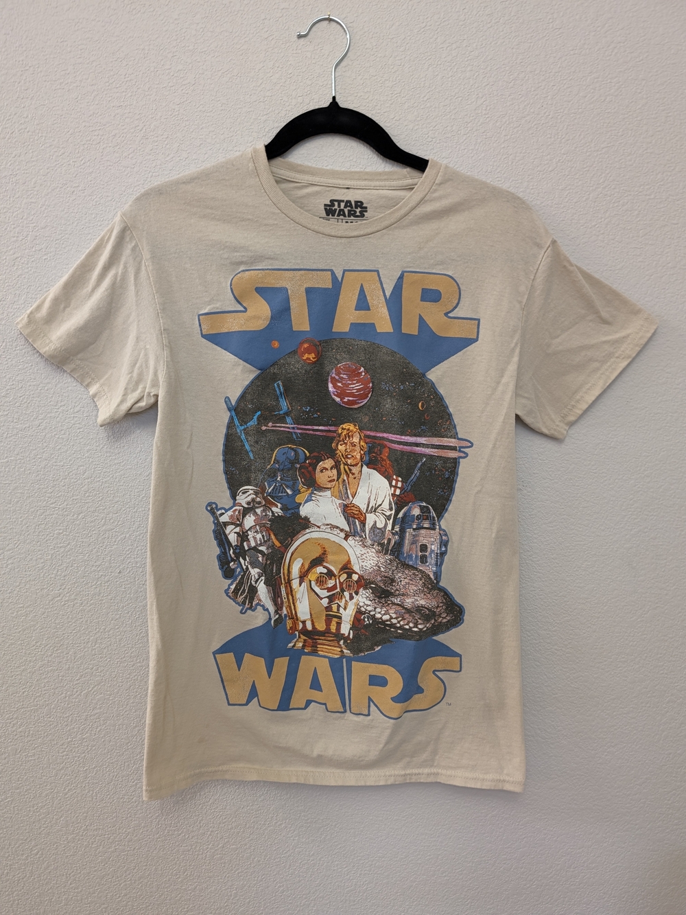 Star Wars Beige Tee with Blue & Gold Graphic